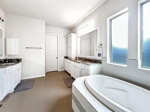 1500 Whistle Brook Dr, Allen, TX 75013 - full bath with a bath, two vanities, and tile patterned flooring