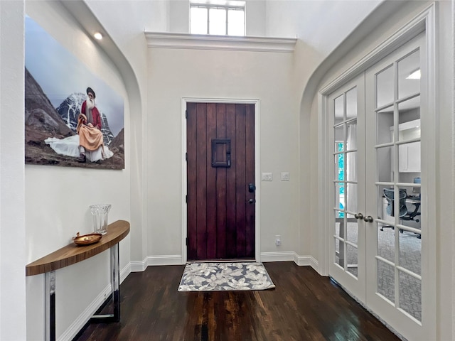 1500 Whistle Brook Dr, Allen, TX 75013 - foyer entrance featuring wood finished floors, arched walkways, and french doors