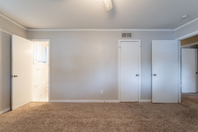5905 Wheaton Dr, Fort Worth, TX 76133 - unfurnished bedroom with carpet floors, crown molding, and ensuite bath