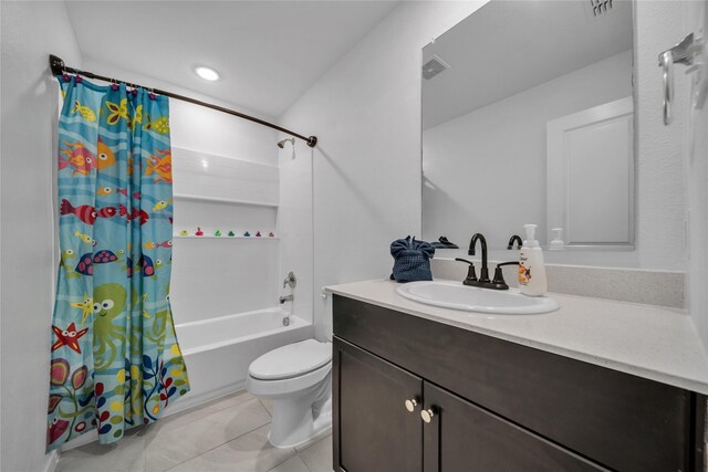 3165 Crestone Dr, Crandall, TX 75114 - full bathroom with vanity, shower / tub combo, and tile patterned floors