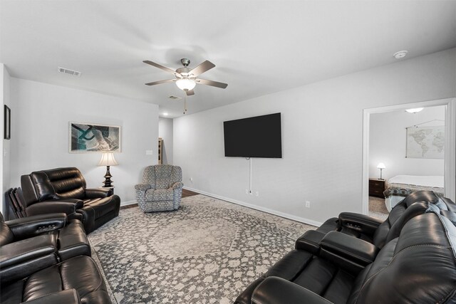 6932 Sulphur Ct, China Spring, TX 76633 - carpeted living area with a ceiling fan and baseboards