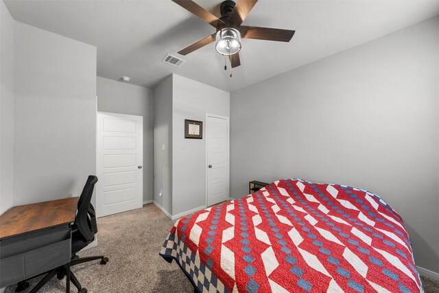 6932 Sulphur Ct, China Spring, TX 76633 - carpeted bedroom with a ceiling fan and an office area