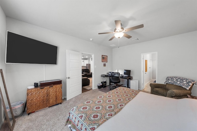 6932 Sulphur Ct, China Spring, TX 76633 - carpeted bedroom with an office area and ceiling fan