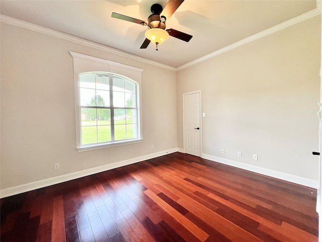 1016 Santiago Trl, Wylie, TX 75098 - unfurnished room with dark wood finished floors, ornamental molding, and ceiling fan