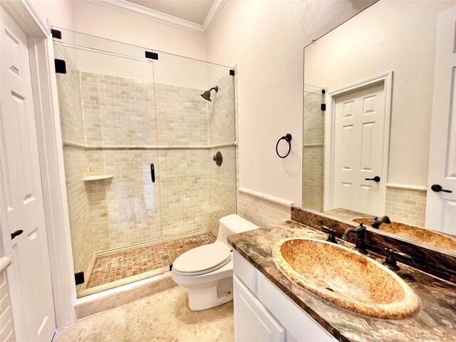1016 Santiago Trl, Wylie, TX 75098 - bathroom with ornamental molding, a shower stall, and vanity
