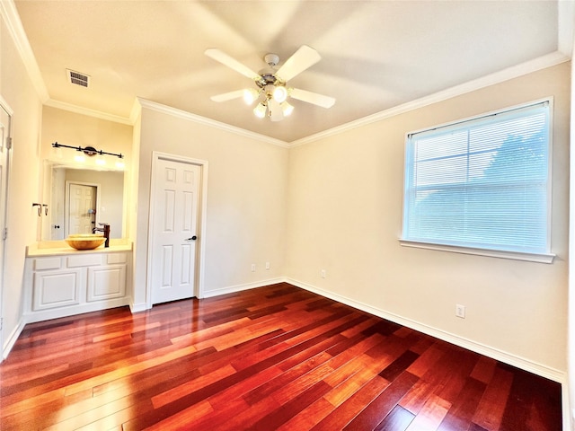 1016 Santiago Trl, Wylie, TX 75098 - unfurnished bedroom with hardwood / wood-style flooring, ornamental molding, and ceiling fan