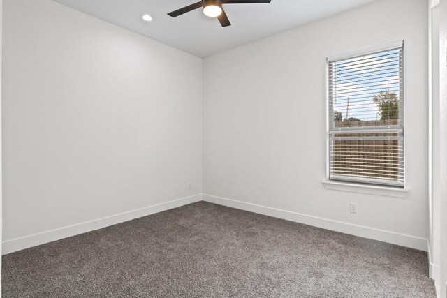 255 Kathryns Ct, Mount Pleasant, TX 75455 - spare room featuring ceiling fan, dark carpet, and recessed lighting