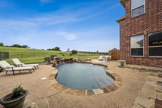 211 Tanner Creek Cir, Sunnyvale, TX 75182 - view of swimming pool with a patio area, a fenced backyard, and a pool with connected hot tub