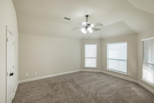 1701 Fair Oaks Ln, Royse City, TX 75189 - spare room featuring carpet, a ceiling fan, plenty of natural light, and vaulted ceiling