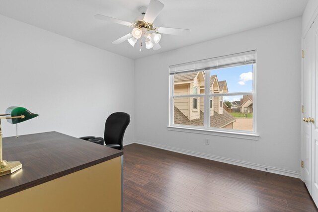 2008 Natchez Ct, Cleburne, TX 76033 - office featuring dark wood finished floors and ceiling fan