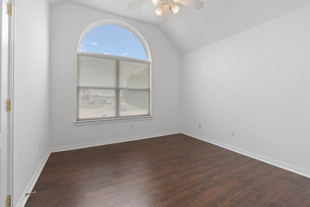 2008 Natchez Ct, Cleburne, TX 76033 - unfurnished room with ceiling fan, lofted ceiling, and dark wood finished floors