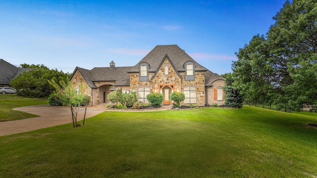10133 Leaping Buck Pt, Fort Worth, TX 76126 - french country inspired facade featuring stone siding and a front lawn