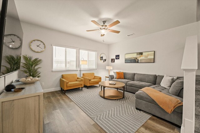 3109 Ethan Ln, Wylie, TX 75098 - living area featuring a ceiling fan and wood finished floors