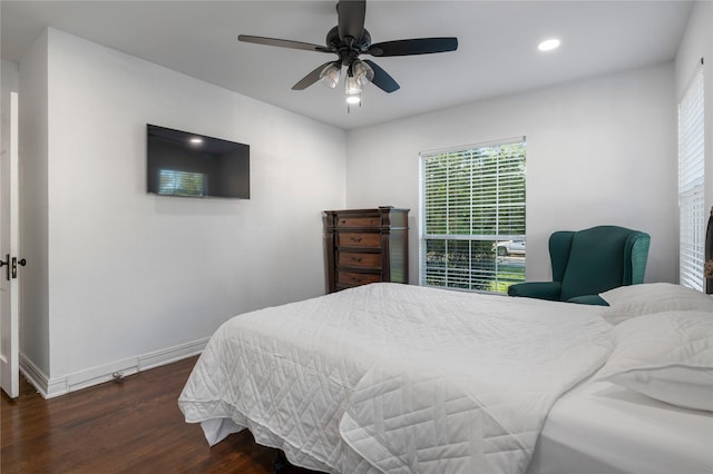 82 Vaughn Dr, Denison, TX 75020 - bedroom with wood finished floors, recessed lighting, multiple windows, and ceiling fan