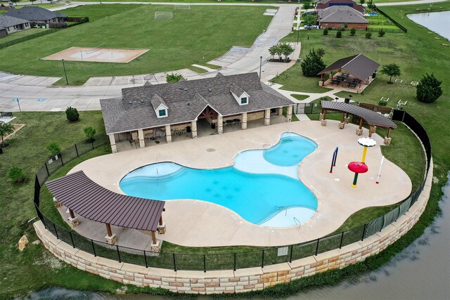 1608 Gulin St, Royse City, TX 75189 - community pool with a gazebo, a fenced backyard, and a patio