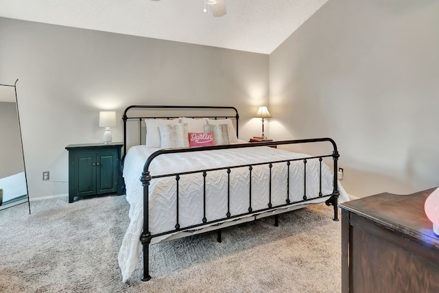 3003 Rustling Leaves Ln, Bedford, TX 76021 - bedroom featuring carpet, lofted ceiling, and ceiling fan