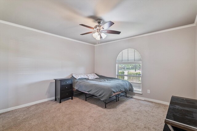 4043 Star Trek Ln, Garland, TX 75044 - carpeted bedroom featuring crown molding and a ceiling fan