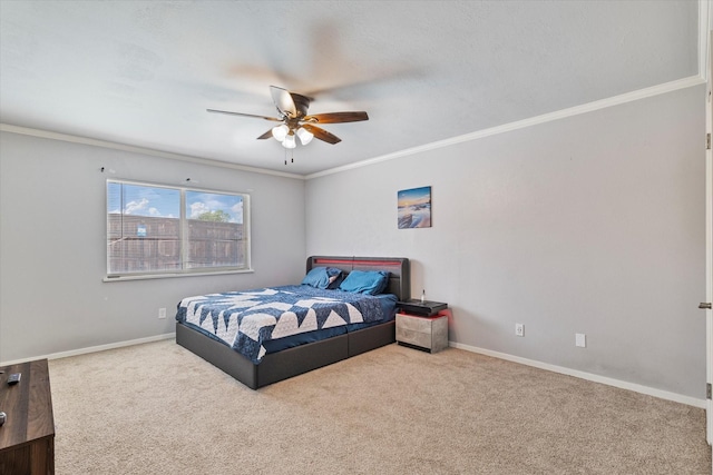 4043 Star Trek Ln, Garland, TX 75044 - carpeted bedroom featuring ornamental molding and ceiling fan