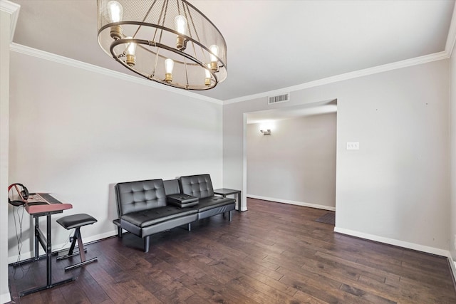 4043 Star Trek Ln, Garland, TX 75044 - living area featuring hardwood / wood-style floors, crown molding, and a chandelier