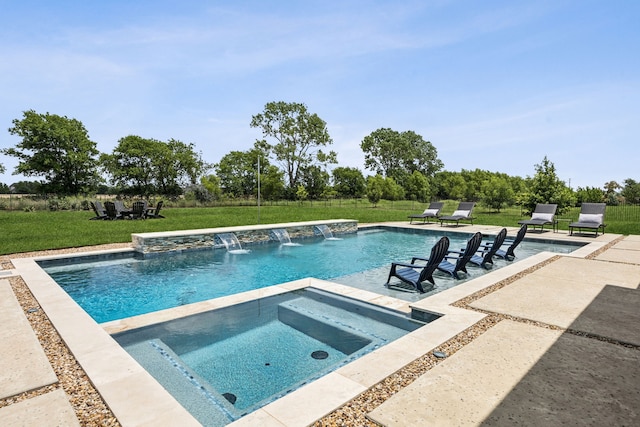6603 Erin Ln, Parker, TX 75002 - outdoor pool with an in-ground hot tub, a yard, and a patio area