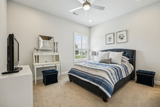 6603 Erin Ln, Parker, TX 75002 - bedroom featuring light carpet, recessed lighting, and ceiling fan