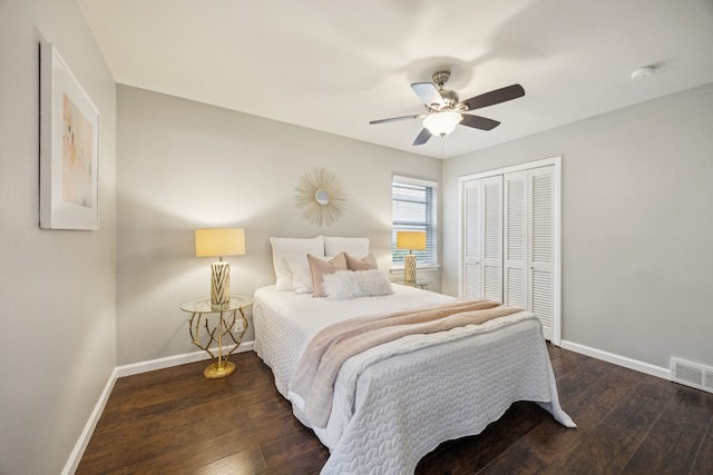 11335 Fernald Ave, Dallas, TX 75218 - bedroom featuring wood finished floors, a closet, and ceiling fan