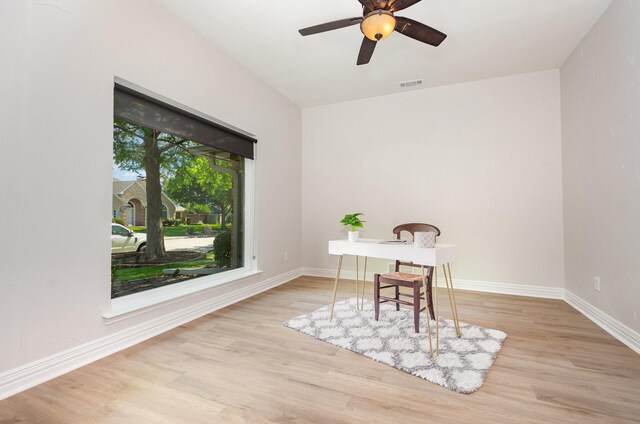 4410 Briargrove Ln, Dallas, TX 75287 - office featuring wood finished floors and a ceiling fan