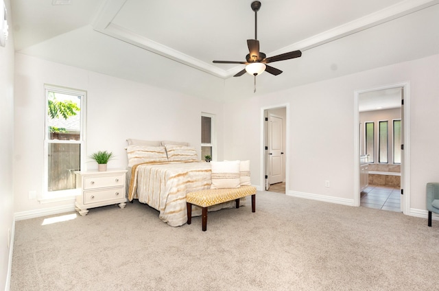 4410 Briargrove Ln, Dallas, TX 75287 - carpeted bedroom featuring ensuite bath and ceiling fan