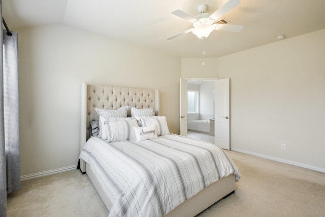 8116 Charford Dr, Fort Worth, TX 76131 - bedroom featuring light colored carpet, a ceiling fan, and vaulted ceiling