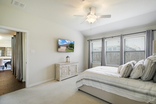 8116 Charford Dr, Fort Worth, TX 76131 - bedroom with carpet floors, lofted ceiling, and a ceiling fan