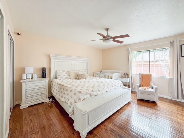503 White Oak St, Allen, TX 75002 - bedroom with wood finished floors and ceiling fan