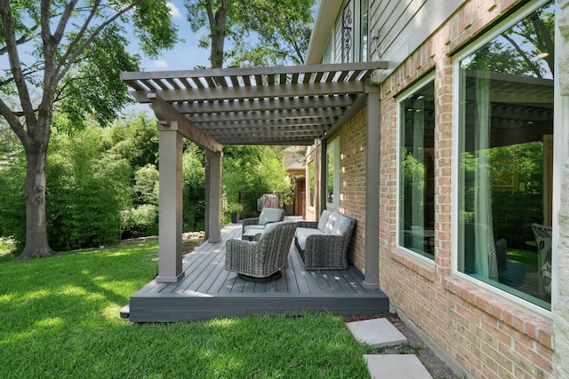 7955 Enclave Way, Dallas, TX 75218 - view of patio / terrace with a pergola and a wooden deck