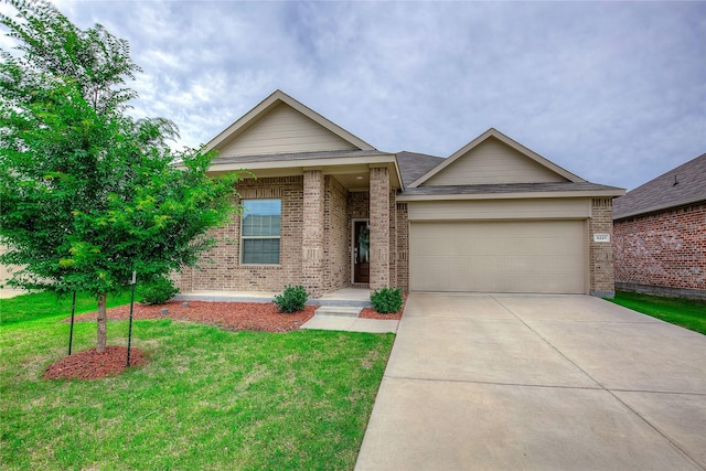 5221 Rockrose Ln, Princeton, TX 75407 - single story home featuring brick siding, an attached garage, concrete driveway, and a front lawn