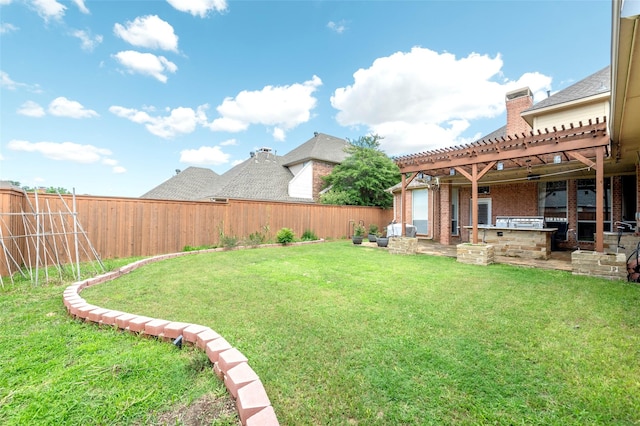 5729 Ridgehaven Dr, Plano, TX 75093 - fenced backyard with a pergola and a patio area