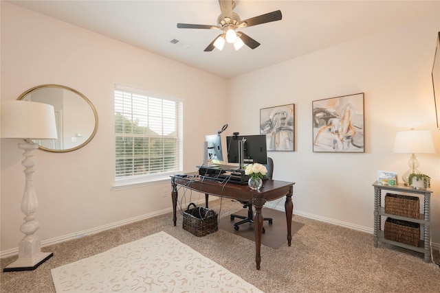 7317 Plumas Pl, Mckinney, TX 75070 - carpeted office with a ceiling fan and baseboards