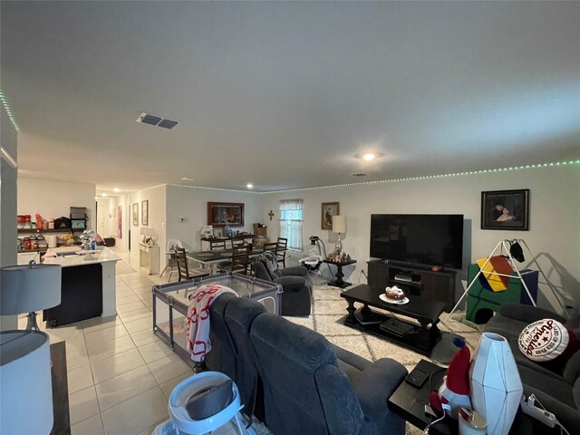 803 Odlozil Ln, Ennis, TX 75119 - living room with light tile patterned floors and recessed lighting