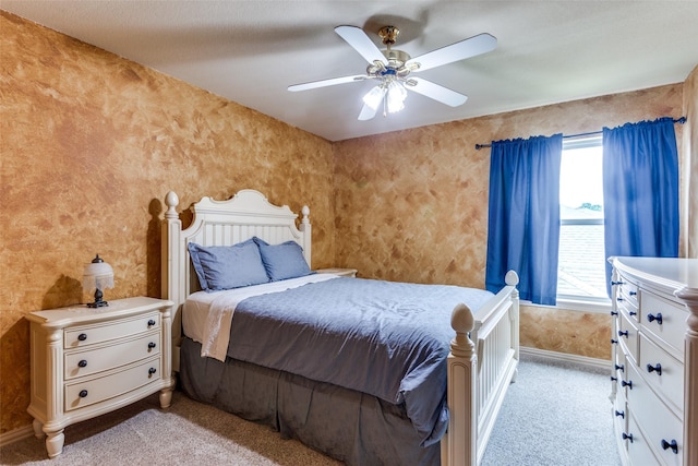 6707 Canyon Crest Dr, Fort Worth, TX 76132 - bedroom with light carpet and ceiling fan
