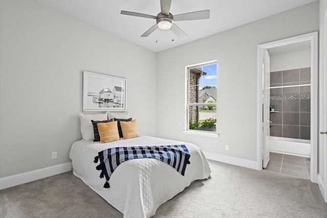 309 Red River Cir Trail, Highland Village, TX 75077 - bedroom featuring carpet floors, ensuite bathroom, and a ceiling fan