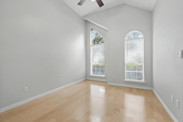 2402 Pittsburg Lndg, Mesquite, TX 75181 - unfurnished room with light wood-type flooring, ceiling fan, and lofted ceiling