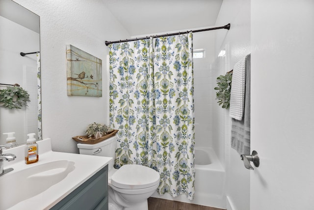 10917 Caldwell Ln, Fort Worth, TX 76179 - full bathroom with vanity, shower / bath combo with shower curtain, and wood finished floors