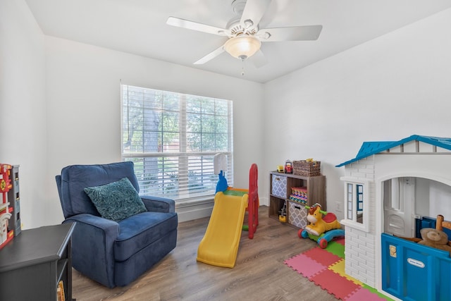 10917 Caldwell Ln, Fort Worth, TX 76179 - playroom with wood finished floors and ceiling fan