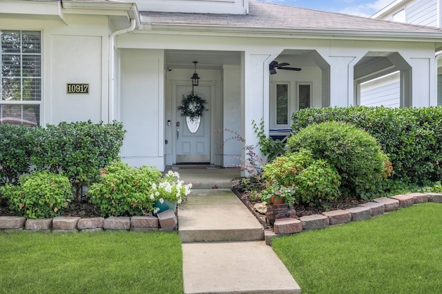 10917 Caldwell Ln, Fort Worth, TX 76179 - view of exterior entry with a lawn and a shingled roof