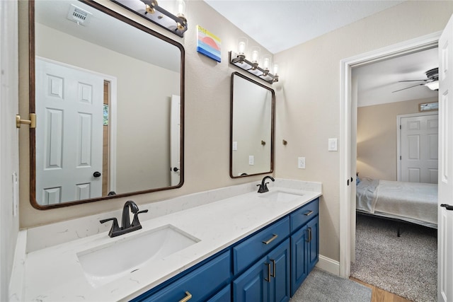 4270 Crooked Stick Dr, Frisco, TX 75035 - ensuite bathroom with double vanity and a ceiling fan