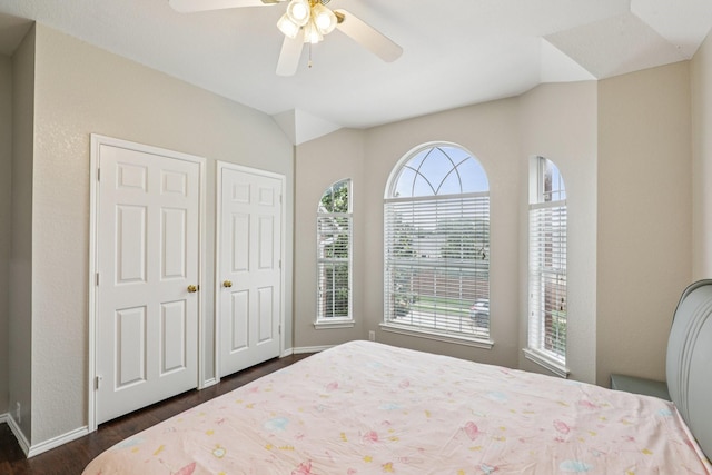 8729 Somerville Way, Plano, TX 75025 - bedroom with dark wood finished floors and a ceiling fan