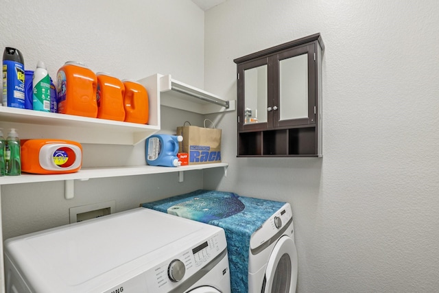 8729 Somerville Way, Plano, TX 75025 - laundry area with washer and clothes dryer and a textured wall