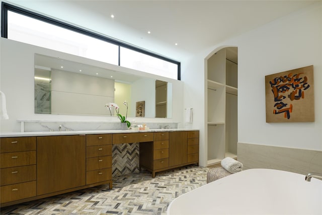 3626 Edgewater St, Dallas, TX 75205 - bathroom with a freestanding tub and double vanity