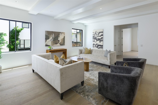 3626 Edgewater St, Dallas, TX 75205 - living area with beamed ceiling and wood finished floors