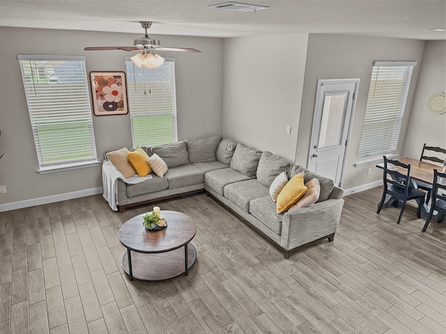 200 Tanager Dr, Rhome, TX 76078 - living room with wood finished floors, plenty of natural light, and a ceiling fan