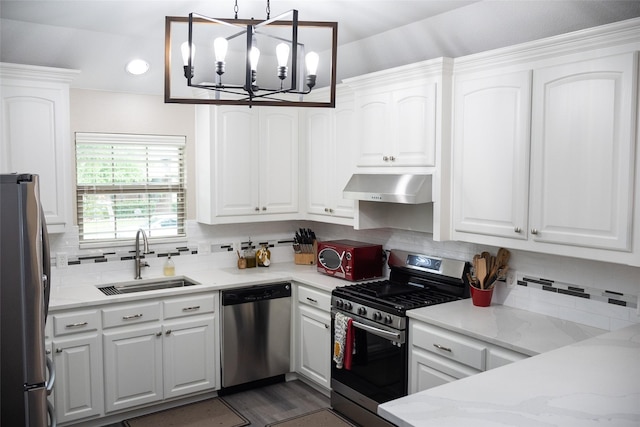 305 Shepherd Ln, Royse City, TX 75189 - kitchen featuring stainless steel appliances, ventilation hood, white cabinets, tasteful backsplash, and recessed lighting