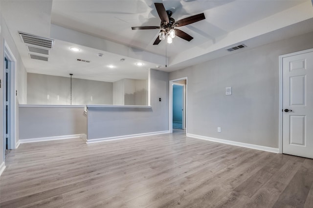 1403 Bosher Dr, Cedar Hill, TX 75104 - unfurnished living room with a ceiling fan, wood finished floors, and recessed lighting